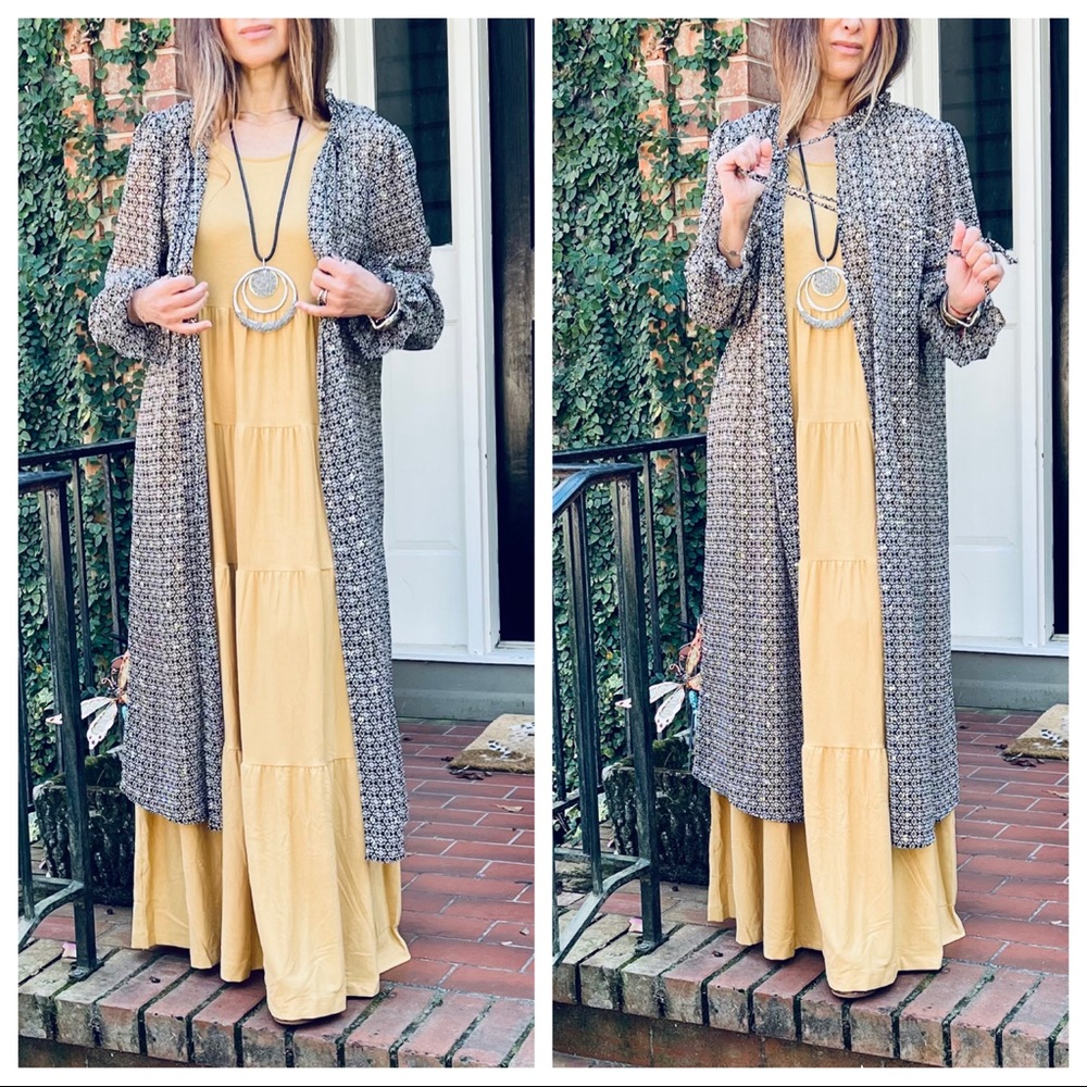 Gray Patterned Long Sheer Duster NWT - image 3